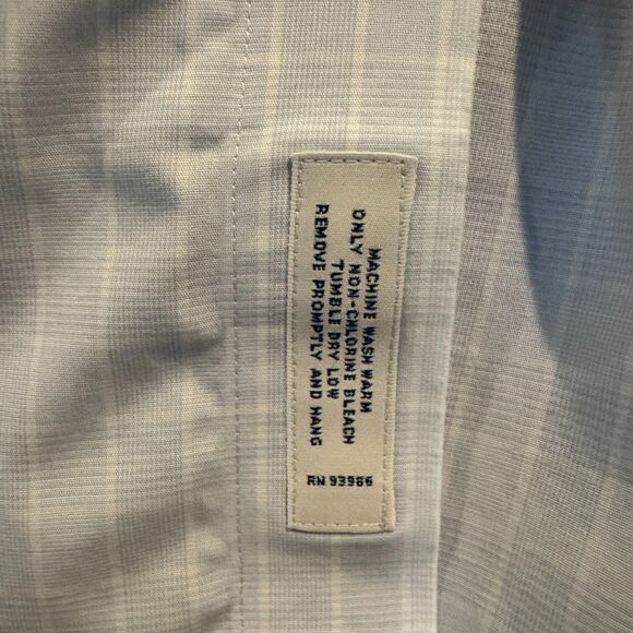 Brooks Brothers Non-Iron Supima Cotton Dress Shirt Blue Windowpane 16.5 34/35 - Picture 6 of 8